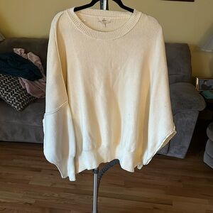 Cream crew neck drop shoulder sweater